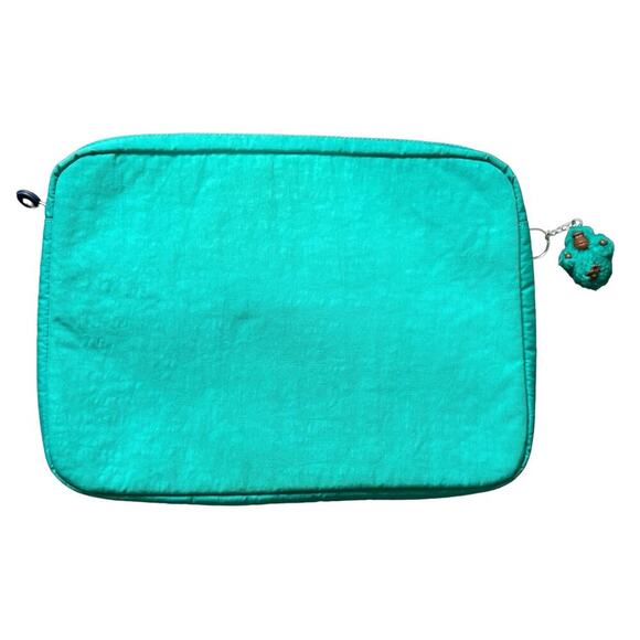 Kipling Nylon Laptop Sleeve Zipper Closure Money Keychain In Clay Teal & Purple - Picture 5 of 11